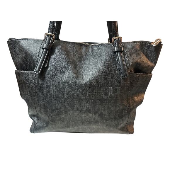 Michael Kors Jet Set Black Signature Tote w/Silver Hardware - Picture 2 of 9